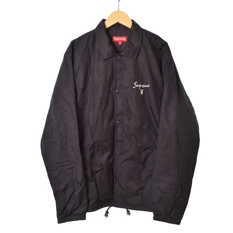 シュプリーム SUPREME プレイボーイ PLAYBOY 11SS Nylon Coach Jacket ナイロン コーチジャケット ブルゾン ロゴプリント M 黒 ブラック_画像1