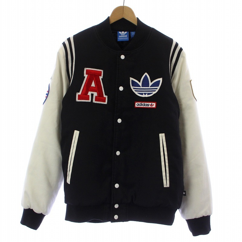 adidas originals ワッペン スタジアム ジャケット Wappen Stadium JKT スタジャン ブルゾン ロゴ L ブラック ホワイト M33846_画像1