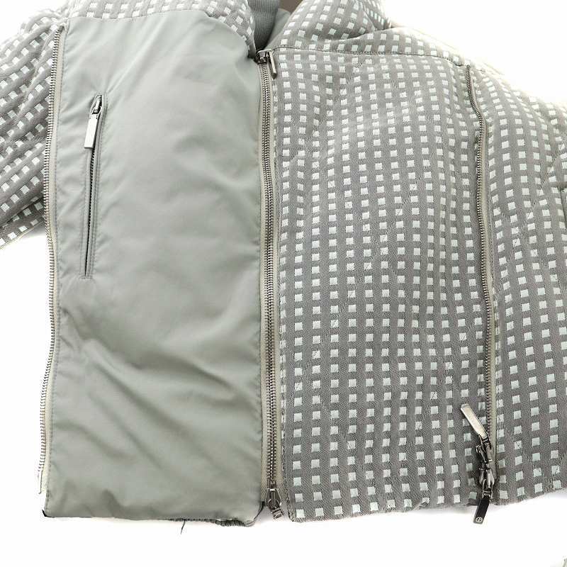 joru geo Armani GIORGIO ARMANI cotton inside jacket blouson double Zip shawl color short total pattern 38 S gray light blue light b
