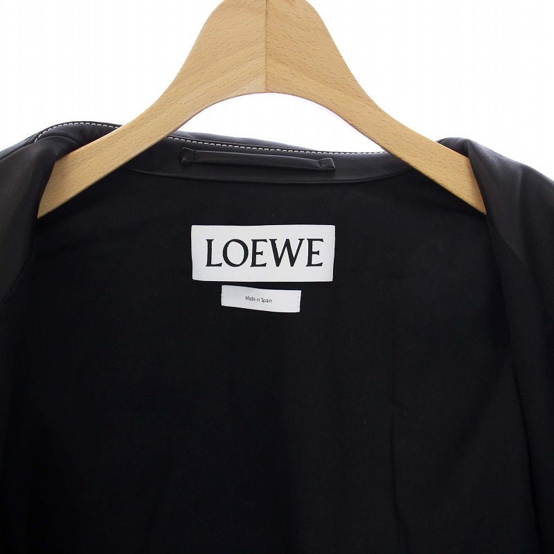 ロエベ LOEWE ラムレザー ライダースジャケット ダブル 羊革 38 M 黒 ブラック /KH レディースの画像4