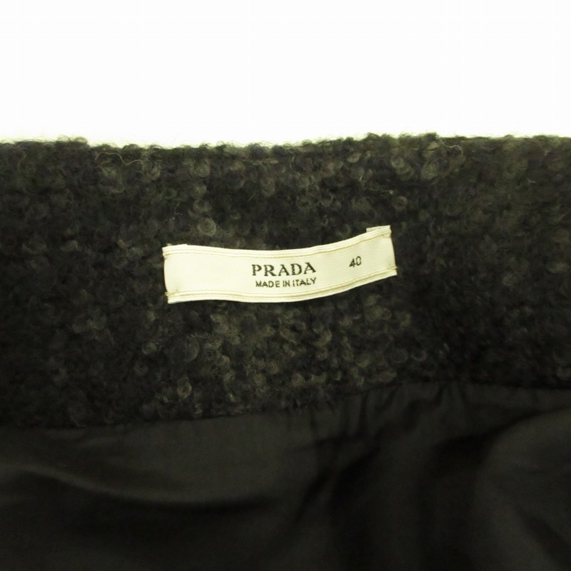 プラダ PRADA ウールスカート イタリア製 ひざ丈 黒系 ブラック 40 Mサイズ 0312 IBO48 レディース_画像9
