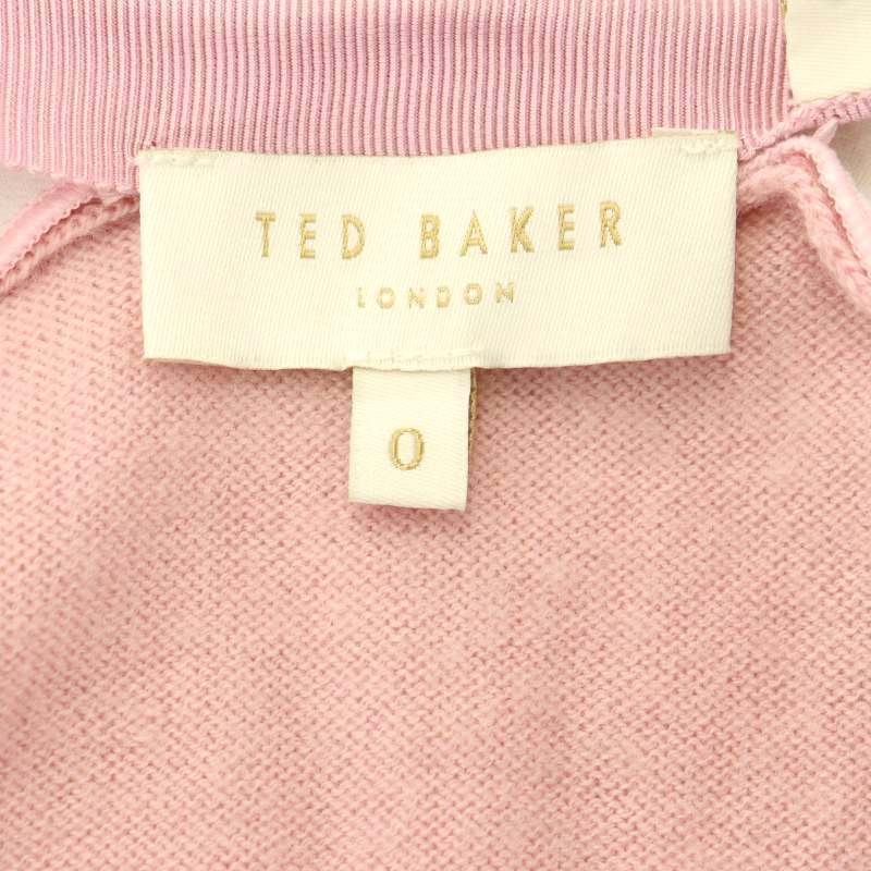 テッドベーカー TED BAKER 花柄 ニット ジップアップ ジャケット ノーカラー 0 ピンク マルチカラー /MI ■OS レディース_画像3