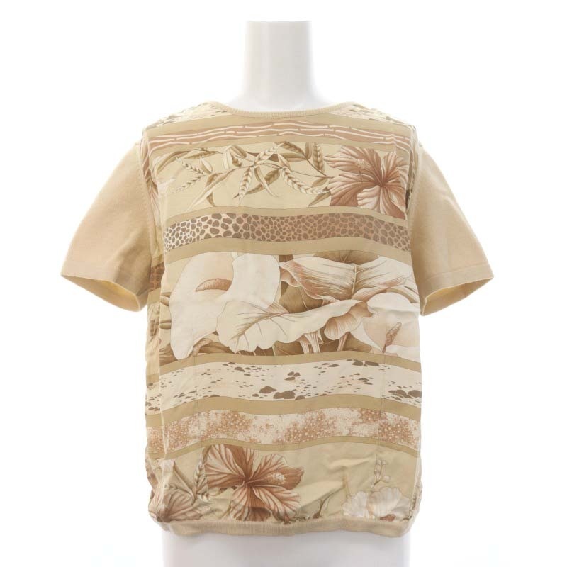  Salvatore Ferragamo Salvatore Ferragamo silk switch wool short sleeves knitted cut and sewn L beige /DF #OS lady's 