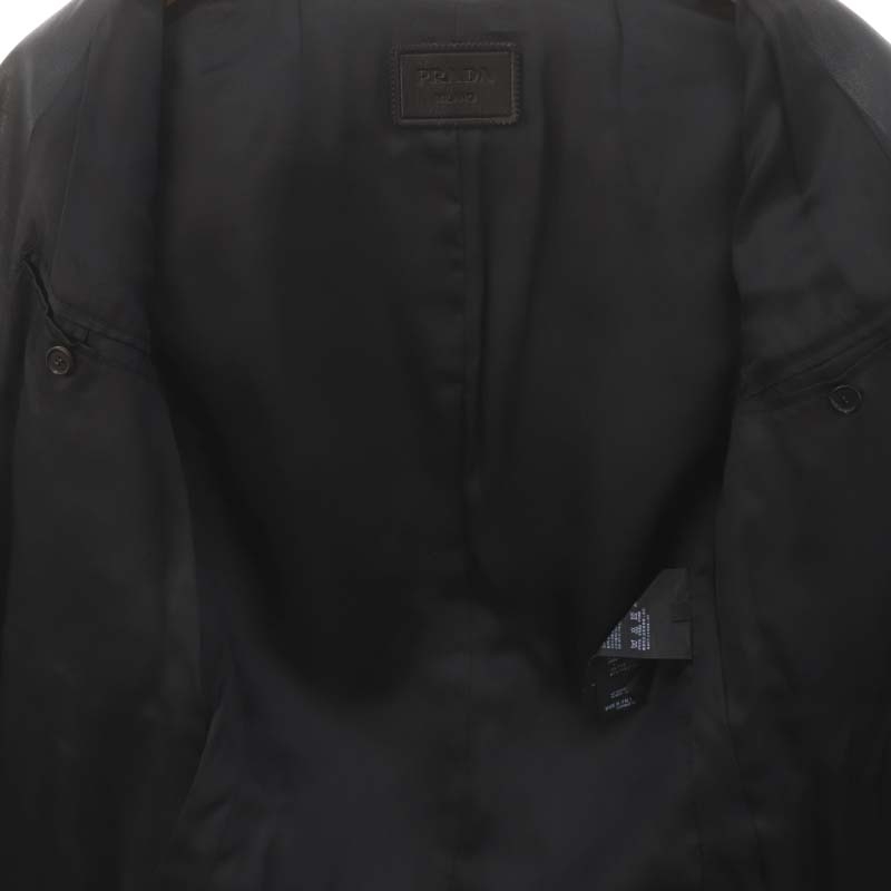  Prada PRADA ram leather 2B tailored jacket total lining 46 black black /MI #OS men's 
