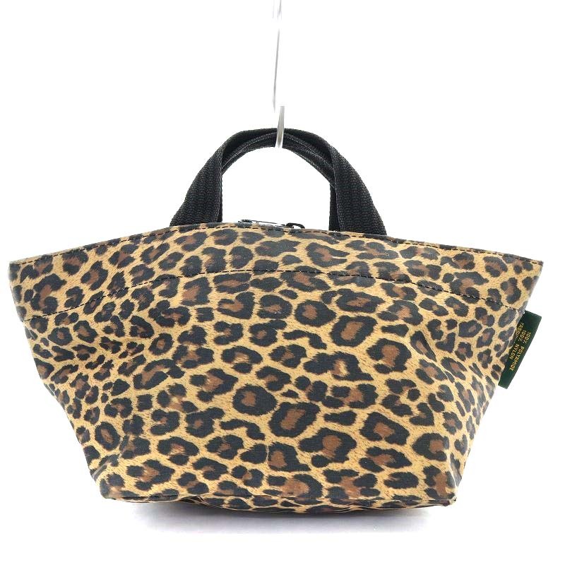  Herve Chapelier Herve Chapelier 901F PETIT CABAS tote bag handbag Leopard nylon tea color Brown /YO10 lady's 