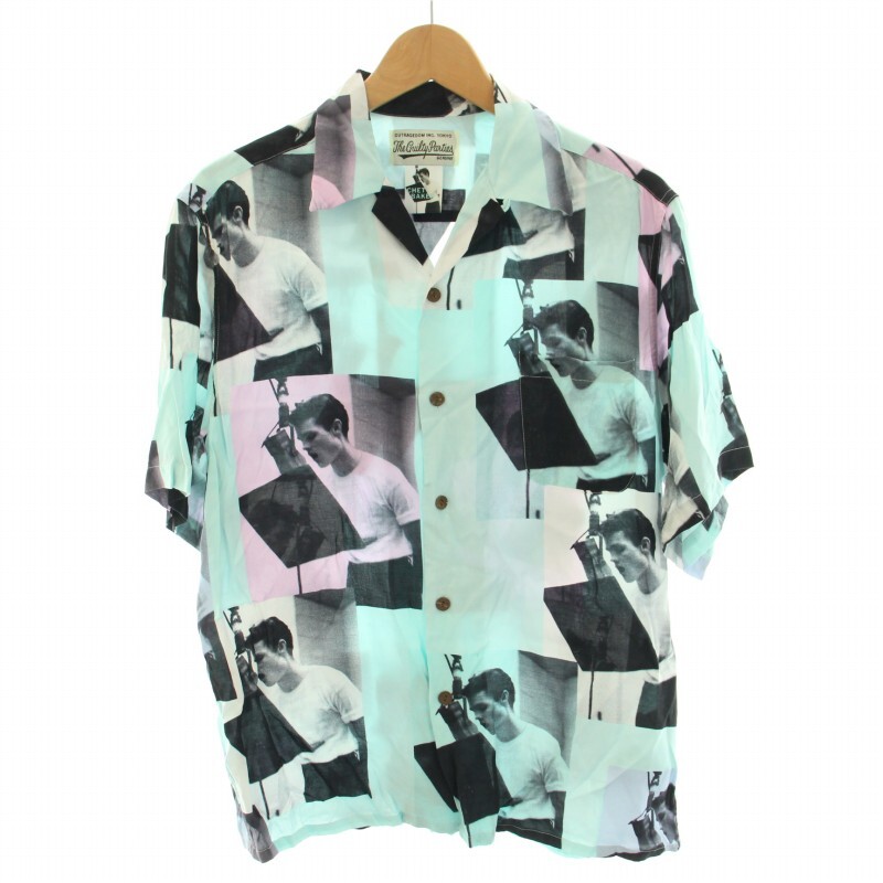 ワコマリア WACKO MARIA CHET BAKER 2 HAWAIIAN SHIRT S/S TYPE-2 アロハシャツ オープンカラー 半袖 総柄 M 水色 メンズ_画像1