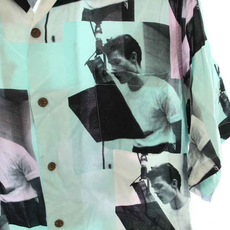 ワコマリア WACKO MARIA CHET BAKER 2 HAWAIIAN SHIRT S/S TYPE-2 アロハシャツ オープンカラー 半袖 総柄 M 水色 メンズ_画像3