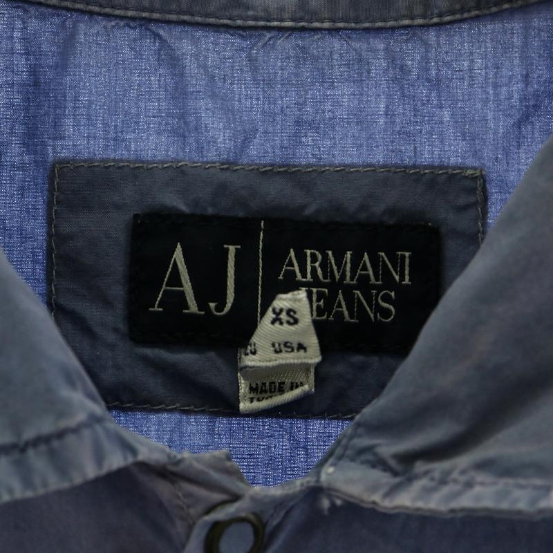  Armani Jeans ARMANI JEANS рубашка с коротким рукавом cut and sewn отложной воротник осветлитель обработка S фиолетовый UJPN 2111 02708 #GY01 /MQ мужской 