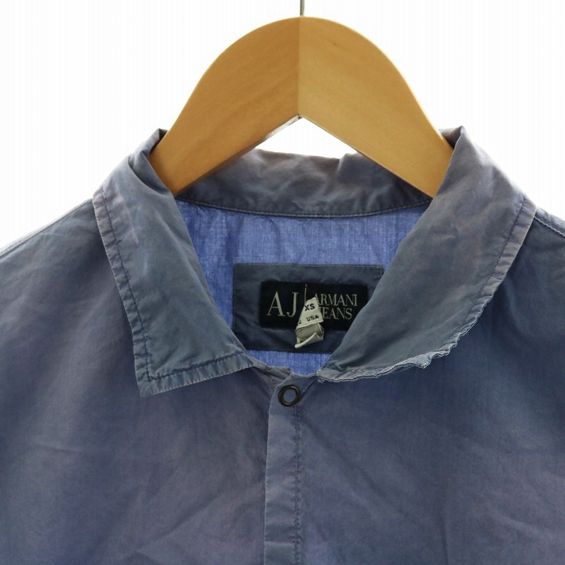  Armani Jeans ARMANI JEANS рубашка с коротким рукавом cut and sewn отложной воротник осветлитель обработка S фиолетовый UJPN 2111 02708 #GY01 /MQ мужской 