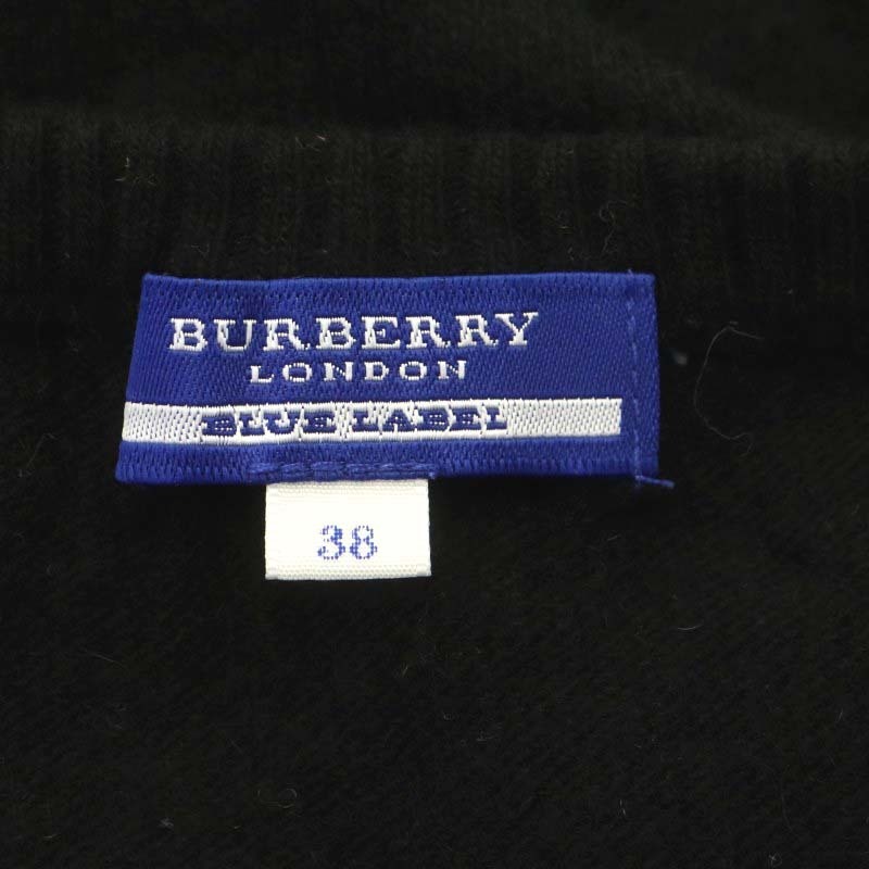 バーバリーブルーレーベル BURBERRY BLUE LABEL Vネック ラインストーンニット セーター 長袖 ウール カシミヤ アンゴラ混 38 黒の画像3