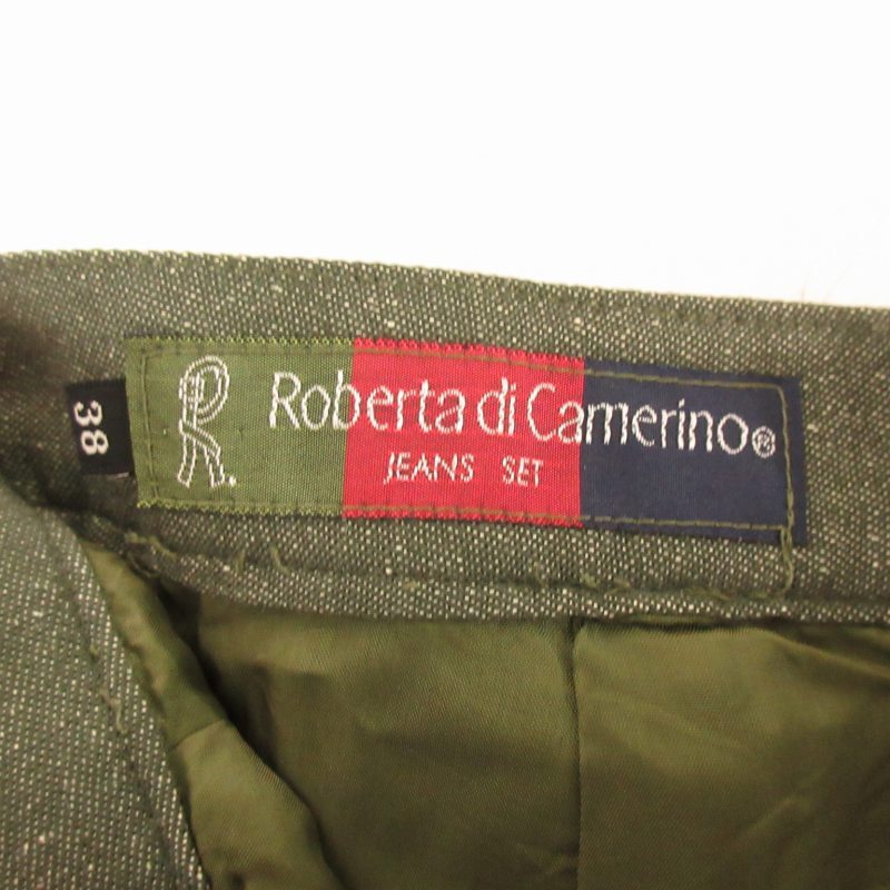 ロベルタディカメリーノ Roberta di Camerino 美品 ヴィンテージ スカート ウール シルク混 ロング丈 緑 グリーン 38 約M 0319 レディース_画像3