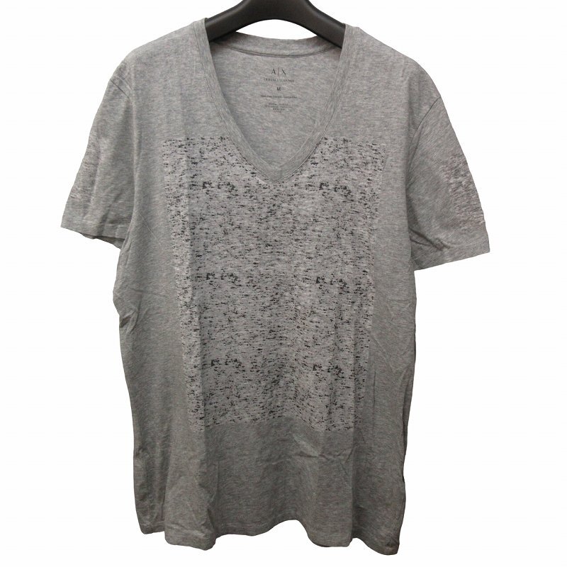 アルマーニエクスチェンジ A/X ARMANI EXCHANGE Tシャツ カットソー 総柄 Vネック 半袖 グレー M ■SH 0319 ■023 メンズの画像1