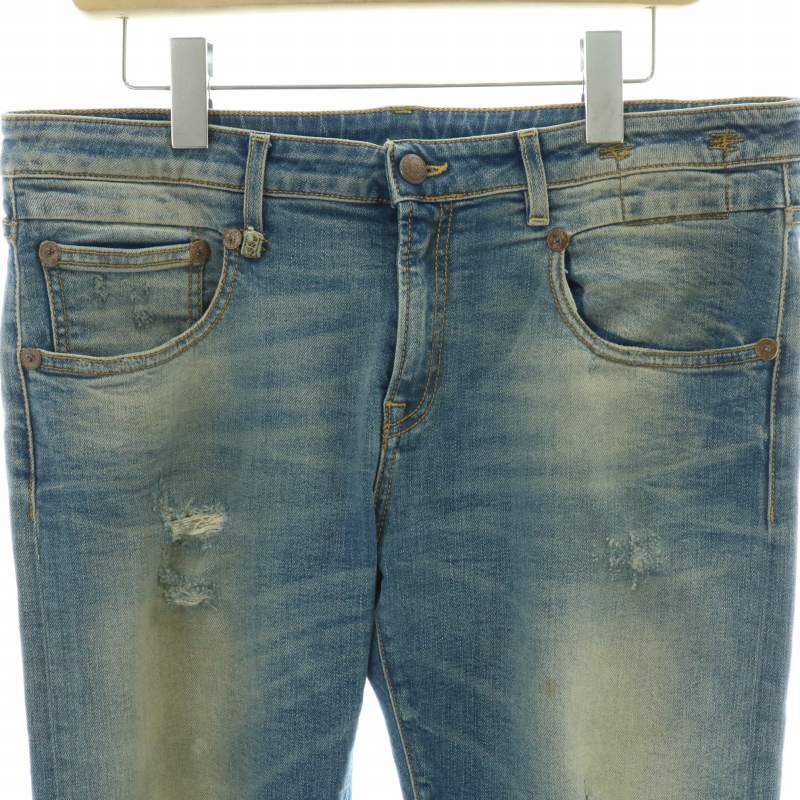 アールサーティーン R13 Boy Skinny デニムパンツ ジーンズ ダメージ加工 USED加工 カットオフ 31 M 青 ブルー /XK メンズ_画像3