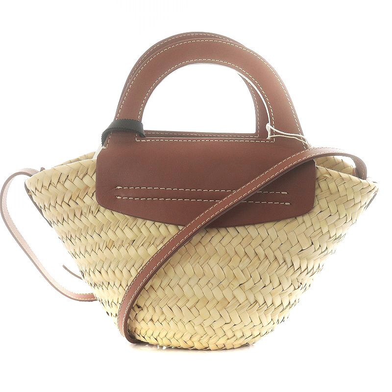 未使用品 へリュー HEREU CABAS BAG かごバッグ ハンドバッグ ショルダーバッグ 2way レザー ベージュ 茶 ブラウン_画像1