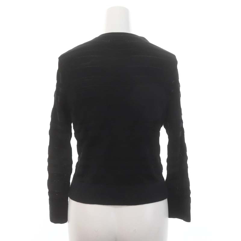  Courreges courreges border knitted cardigan long sleeve 38 black black /HS #OS lady's 