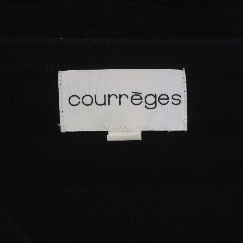  Courreges courreges border knitted cardigan long sleeve 38 black black /HS #OS lady's 