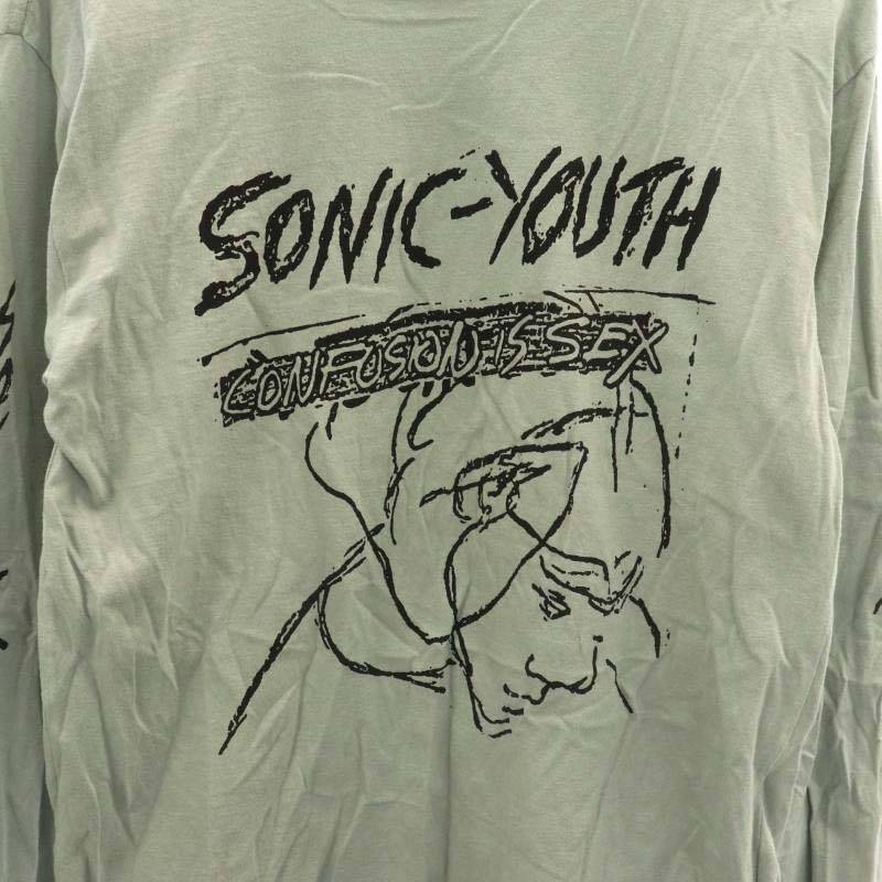 ヒステリックグラマー HYSTERIC GLAMOUR SONIC YOUTH CONFUSION IS SEX Tシャツ カットソー 長袖 プリント コットン S ライトグレー 黒の画像4