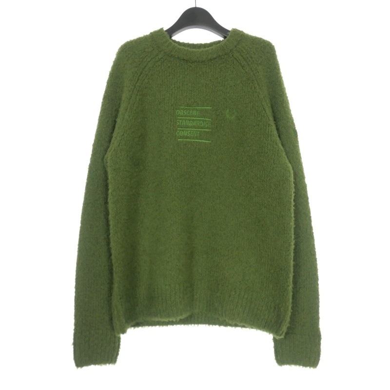 未使用品 ラフシモンズ RAF SIMONS × フレッドペリー RS FLUFFY KNIT JUMPER ニット セーター M グリーン 緑 SK6518 国内正規 メンズ_画像1