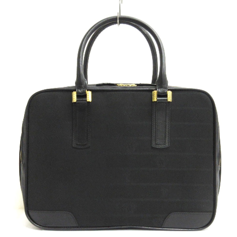  Versace Versace .VERSACEmete.-sa business bag hand Gold metal fittings black men's 