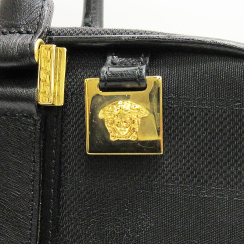  Versace Versace .VERSACEmete.-sa business bag hand Gold metal fittings black men's 