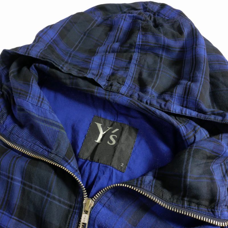 ワイズ Y's ヨウジヤマモト 21AW PLAID COAT DRESS チェック柄 コートドレス ジャケット 2 ブルー YX-D03-800 レディースの画像3