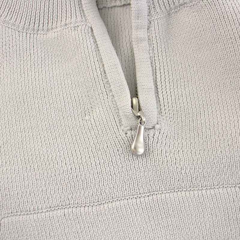 ウィルフリー willfully selectable aerial muff pocket half zip knit ハーフジップ ニット セーター 長袖 S sea blue ライトグレー_画像5