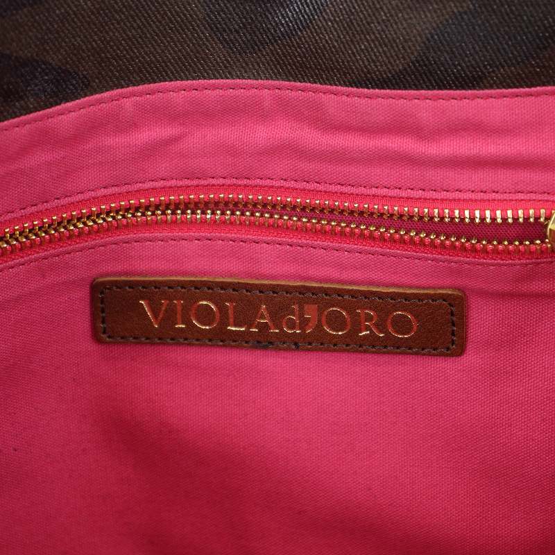 ヴィオラドーロ VIOLA d'ORO トートバッグ ハンドバッグ PVC 迷彩 カモフラ タッセル カーキ 茶 ブラウン /YI23 レディースの画像8