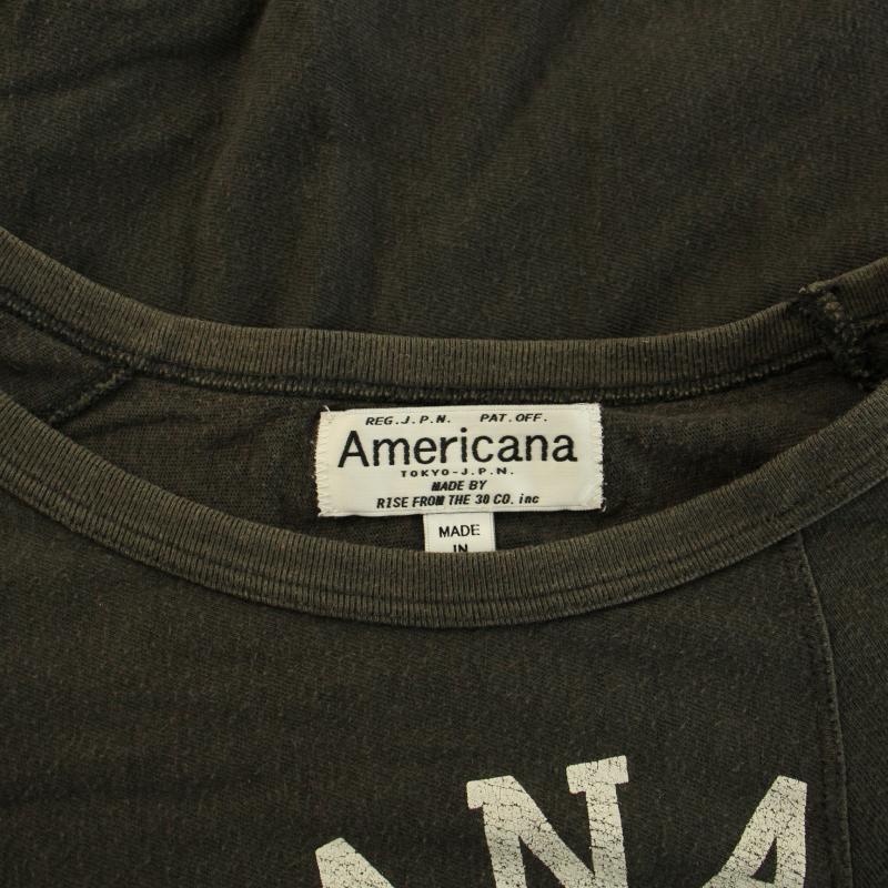 アメリカーナ AMERICANA Tシャツ カットソー 長袖 クルーネック ロゴ プリント F チャコールグレー /BB レディース_画像4