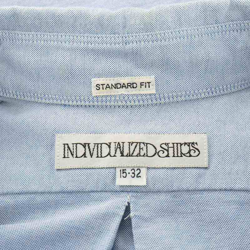 インディビジュアライズドシャツ INDIVIDUALIZED SHIRTS STANDARD FIT シャツ 長袖 コットン 15 32 M 水色 ライトブルー /AN35 メンズ_画像3