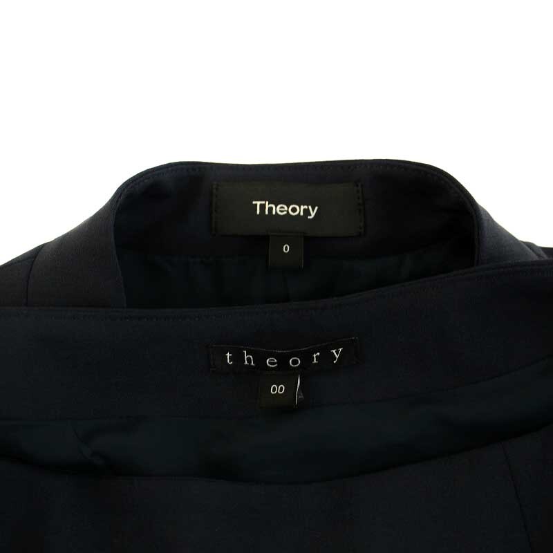 セオリー theory TAILOR LANAI TAILOR PRITO.W セットアップ 上下 スーツ ノーカラージャケット ひざ丈スカート 0 S 00 XS 紺_画像4