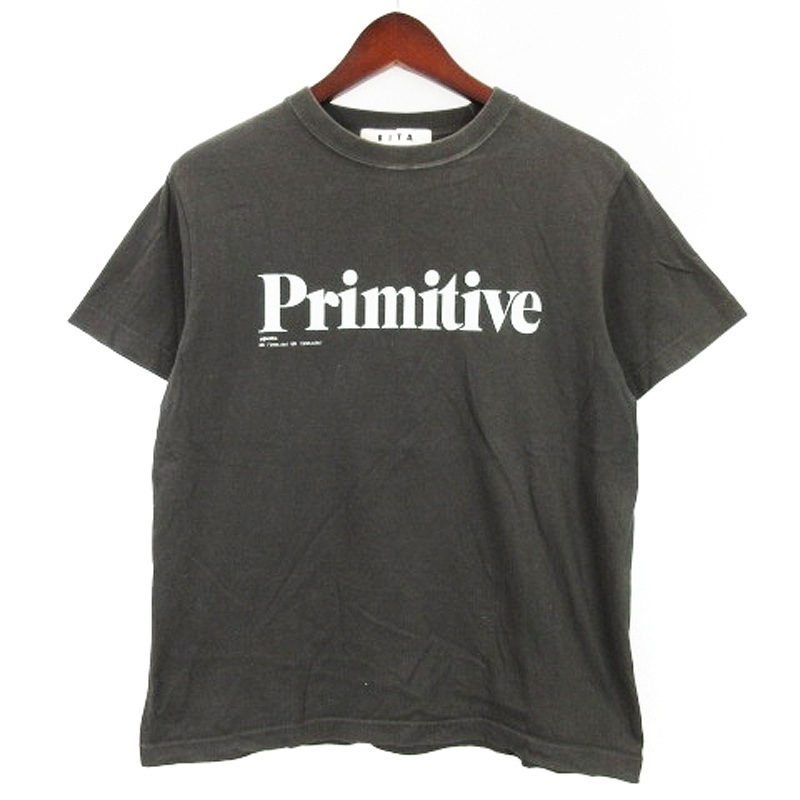 リタジーンズトウキョウ RITA JEANS TOKYO Primitive プリント Tシャツ 半袖 チャコールグレー ■016 レディース_画像1