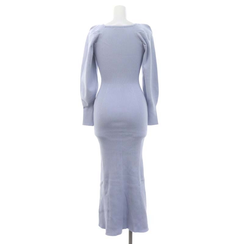  Snidel snidel 23SS -stroke ring s rib knitted One-piece long long sleeve square neck F light blue /DO #OS #SH lady's 