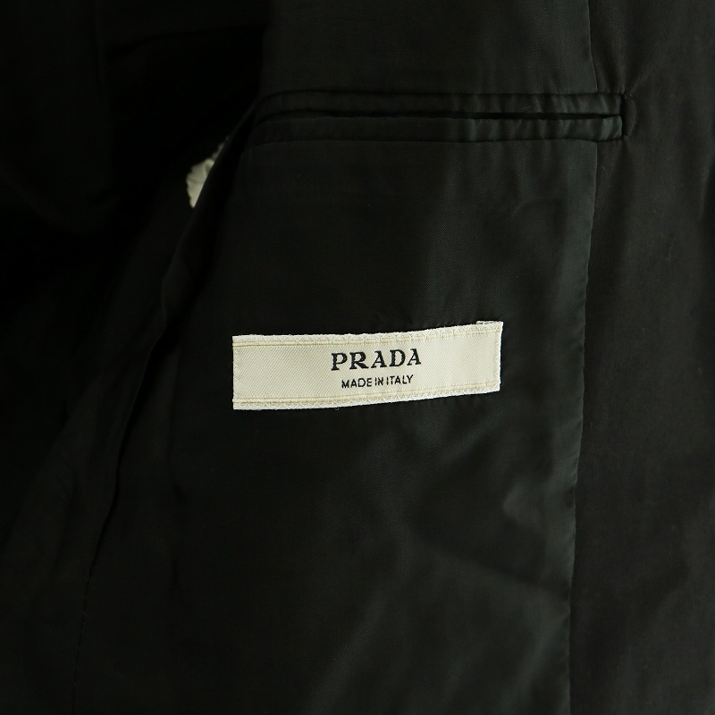 プラダ PRADA セットアップ 上下 3B テーラードジャケット ストレートパンツ ボタンフライ 総裏地 46 M 黒 ブラック A8120_画像4