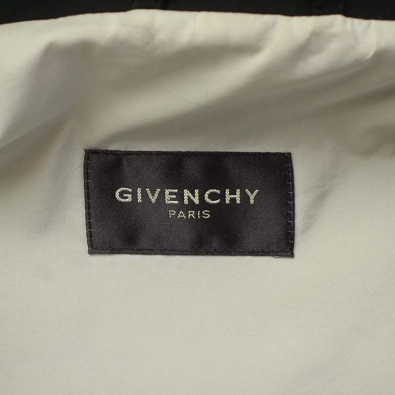 GIVENCHY ヴィンテージ スタンドカラー コート ジャケット ハーフ フーテッド ジップアップ スナップボタン 50 XL 黒 ブラック_画像4