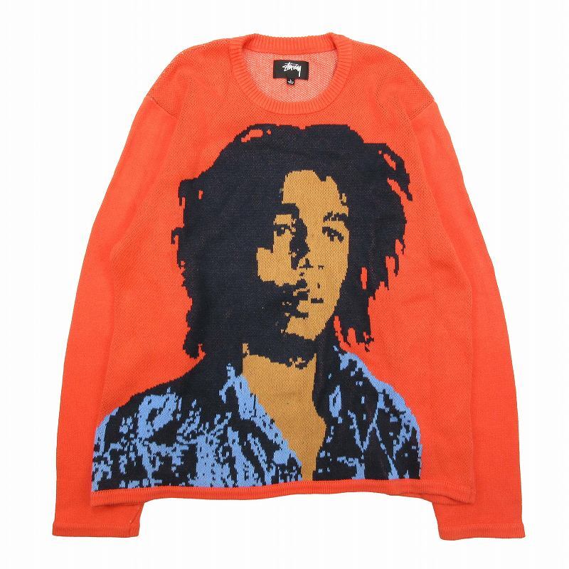 ステューシー STUSSY Bob Marley Sweater ボブマーリー セーター 長袖 ロゴ コットン ニット ジャガード プルオーバー クルーネック 丸首_画像1