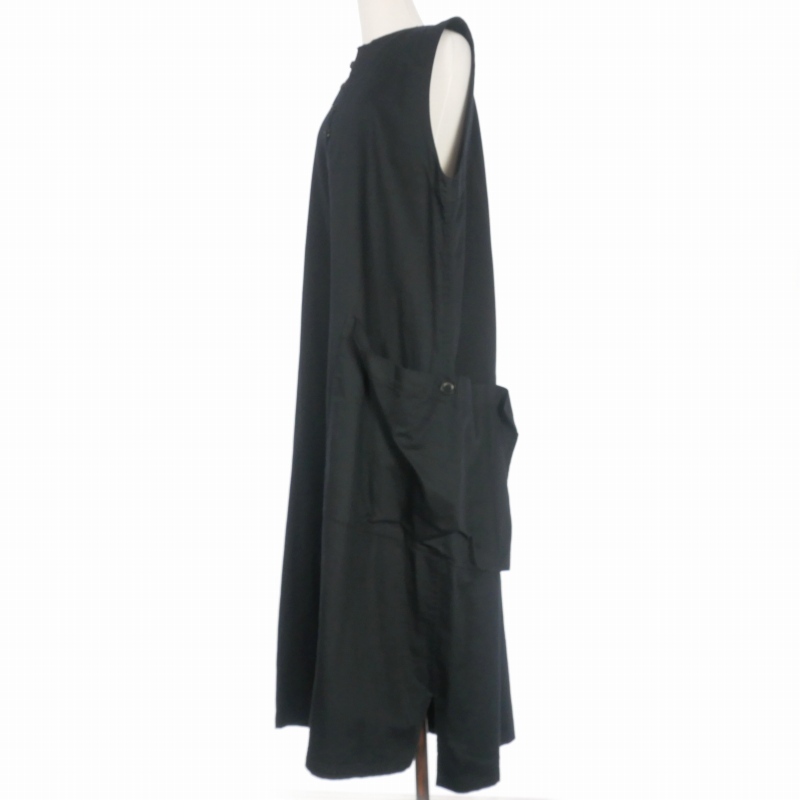 ワイズ Y's ヨウジヤマモト コットンツイル ロングワンピース ドレス 2 ブラック 黒 YR-D82-002 レディース_画像3