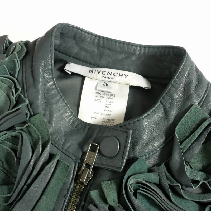 ジバンシィ GIVENCHY フラワーコサージュ レザージャケット ブルゾン 長袖 36 グレー 10A 3614 673 国内正規 レディース_画像5