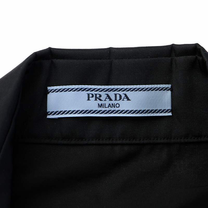 未使用品 プラダ PRADA 22AW Poplin And Re-nylon Shirt シャツ 長袖 ナイロン ロゴ 三角プレート タグ付き 38 M 黒 ブラック_画像4