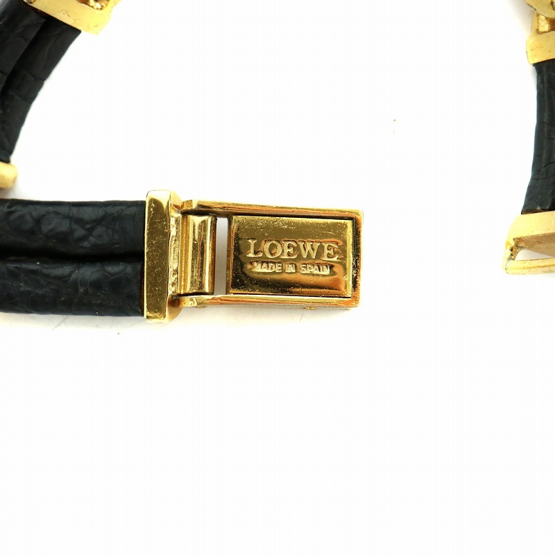 ロエベ LOEWE ヴィンテージ 腕時計 ウォッチ クォーツ ローマ数字 ローマン 白文字盤 黒 ブラック ゴールド色 6041 レディースの画像7