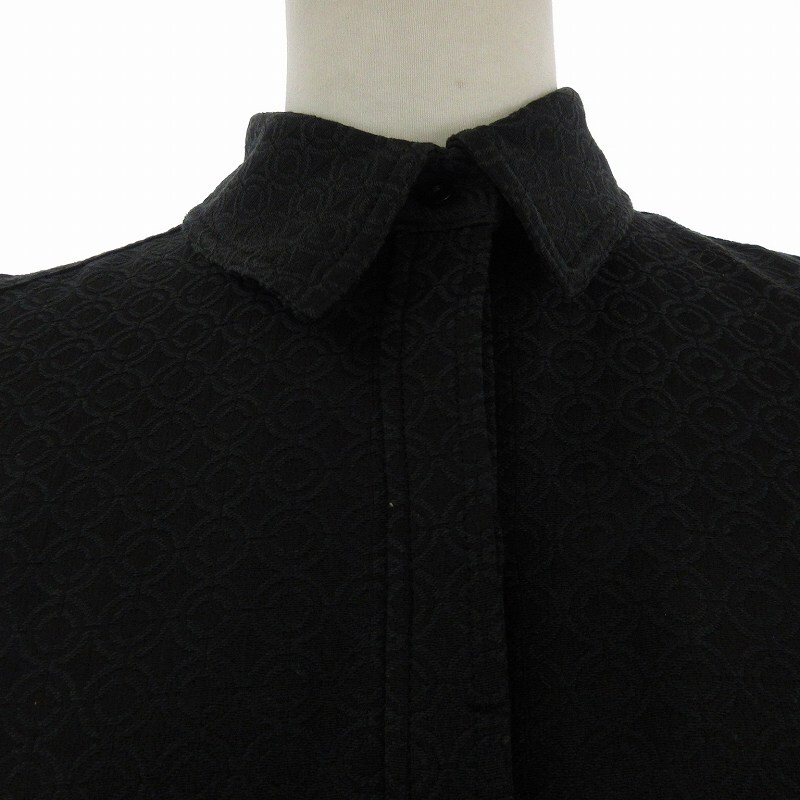 美品 ローブ L'AUBE BLANC Belted Jacquard Dress ワンピース ロング ノースリーブ ベルト付き 総柄 23SU-02 黒 ブラック M ■SM1_画像4