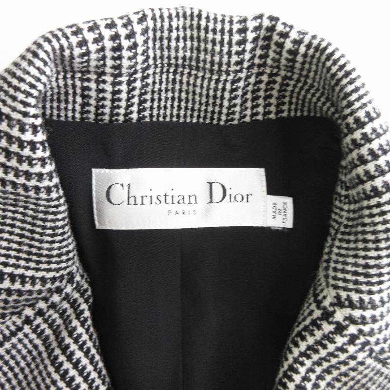 クリスチャンディオール Christian Dior 美品 バージャケット テーラード ブレザー 長袖 グレンチェック ウール 311V69A1376 グレー 36 S位_画像6