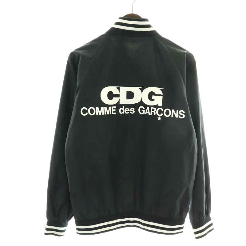 コムデギャルソン COMME des GARCONS GOOD DESIGN SHOP CDG AD2017 スタジャン ブルゾン シングル ロゴプリント S 黒 ブラック 白の画像1
