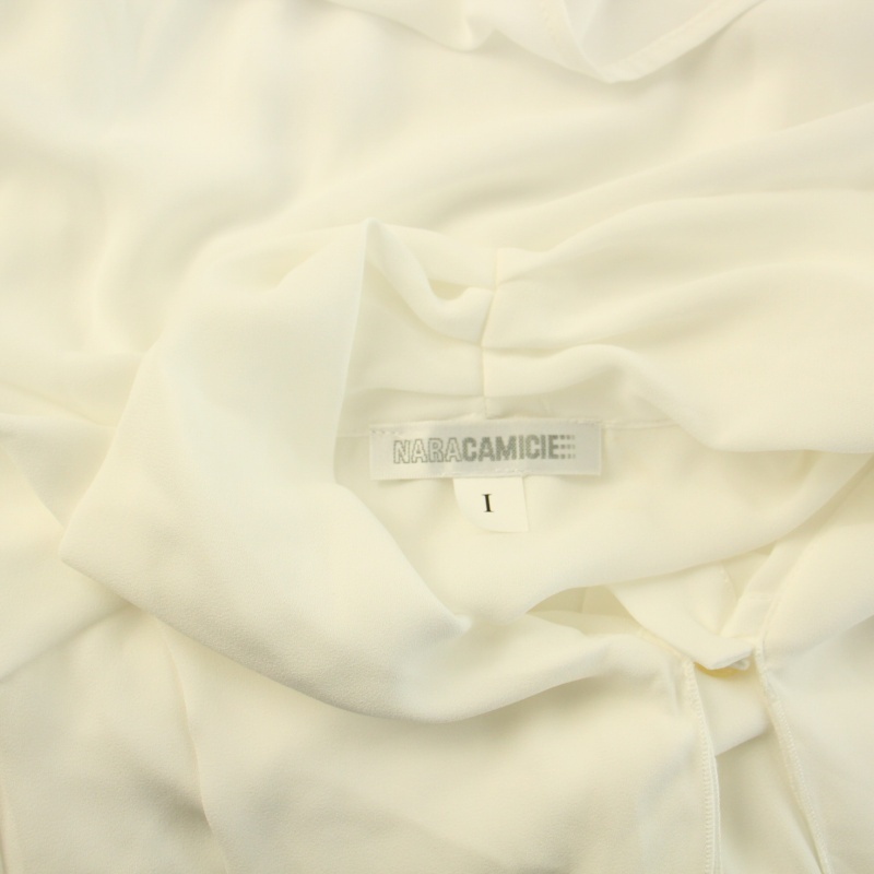 ナラカミーチェ NARA CAMICIE ジョーゼットボウタイ長袖ブラウス シャツ シアー シースルー リボン 1 M 白 ホワイト 10-12-01-022の画像4