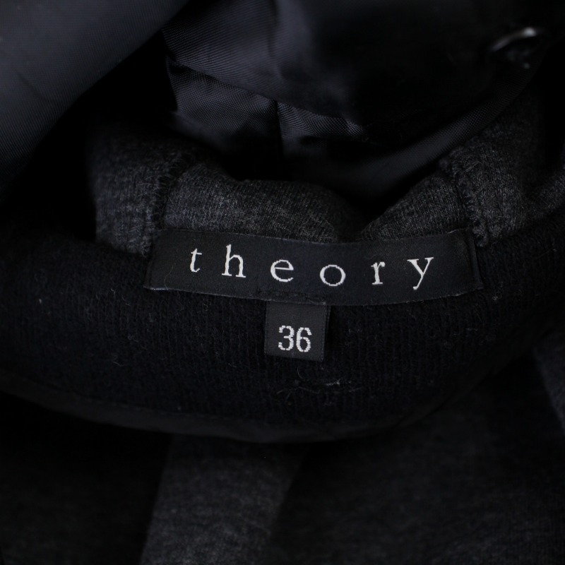 セオリー theory パーカー ジャケット ジップアップ ボアライナー付き ウール カシミヤ 36 S 黒 ブラック /BM レディースの画像4