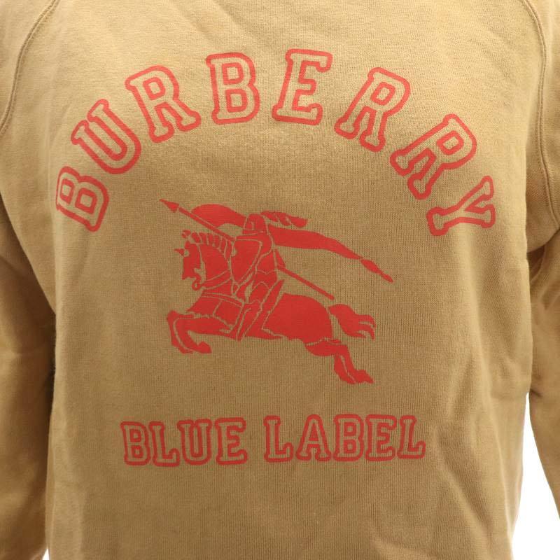 バーバリーブルーレーベル BURBERRY BLUE LABEL スウェット トレーナー 七分袖 ロゴ プリント コットン M ベージュ ピンクの画像4