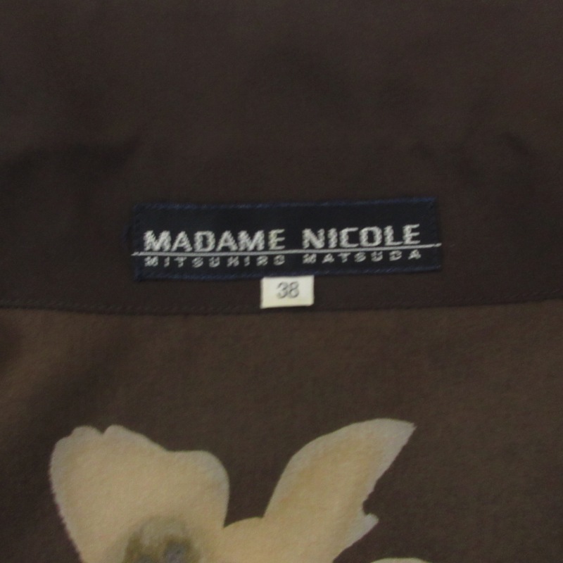 マダムニコル madame NICOLE 美品 ヴィンテージ 総柄シャツ カットソー 長袖 茶系 ブラウン系 38 約M相当 ■GY31 レディースの画像3