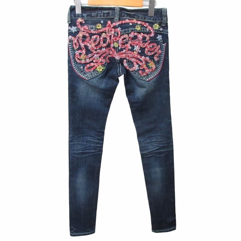  красный перец RED PEPPER Denim джинсы обтягивающий брюки вышивка ламе индиго синий blue серия 24 примерно XS-S размер 0322 #GY31 женский 