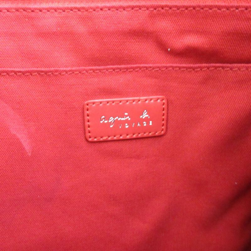  Agnes B agnes b. tote bag handbag leather Zip opening and closing brand Logo red red 0321 IBO48 lady's 