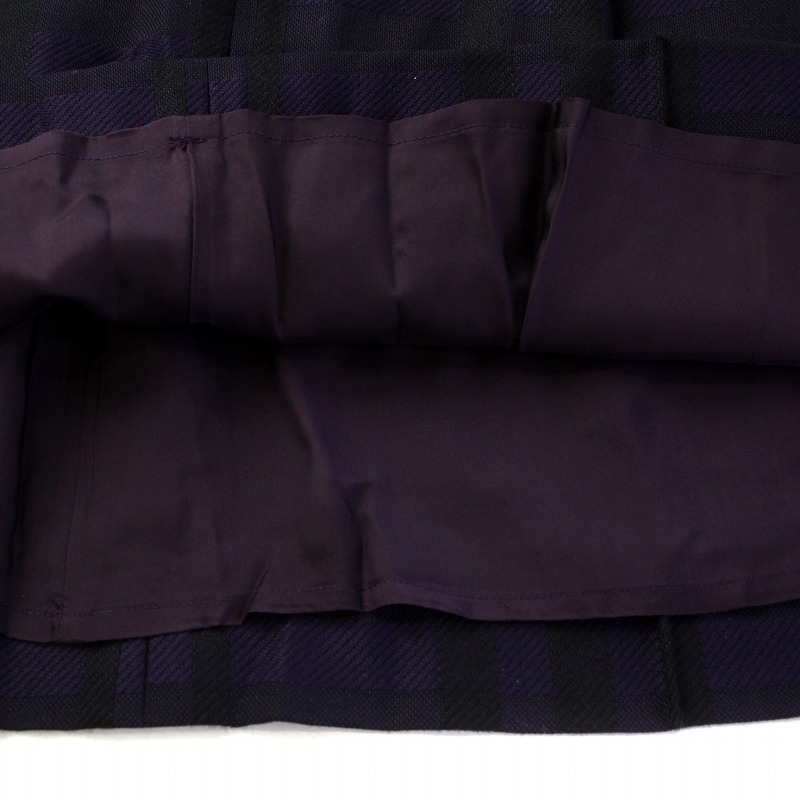  Burberry London BURBERRY LONDON pleated skirt knee height check pattern 44 XXL purple purple black black B2S09-651-36 /AQ #GY18