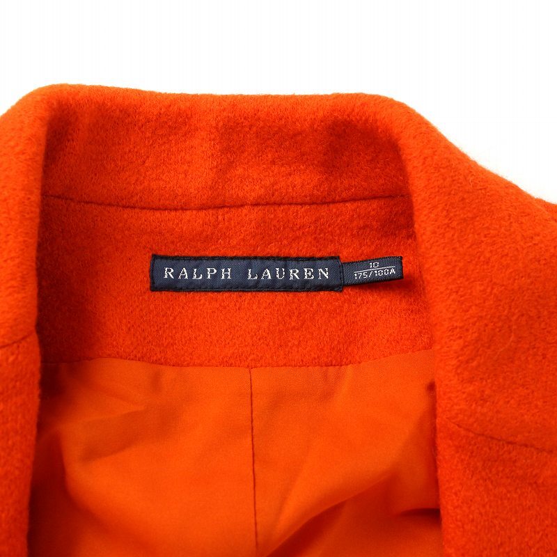 ラルフローレン RALPH LAUREN テーラードジャケット 総裏地 ワンポイント エンブレム刺繍 ウール 10 M オレンジ 0482988JCKTの画像4
